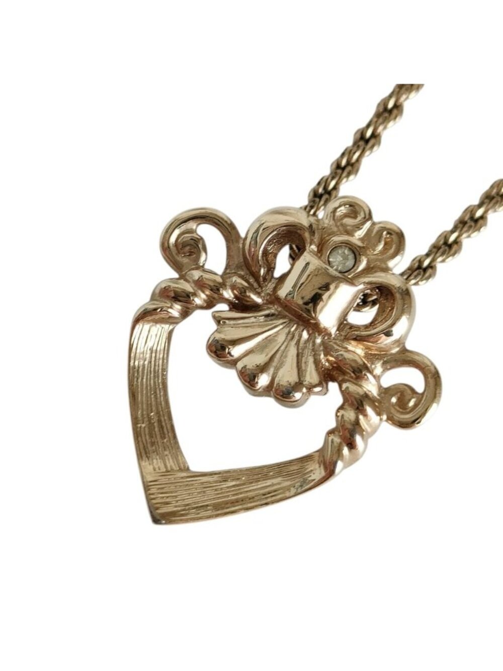 Dior Vintage Heart Motif Chain Pendant Gold Plated Colored